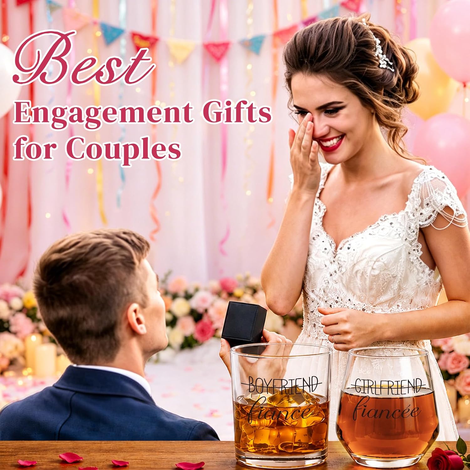 Futtumy Engagement Gifts for Couples, Engagement Gift, Fiance and Fiancee Wine Glass, Engaged Gift, Engaged Gifts for Couples Women Him Her Bride Bride to Be Fiance Fiancee