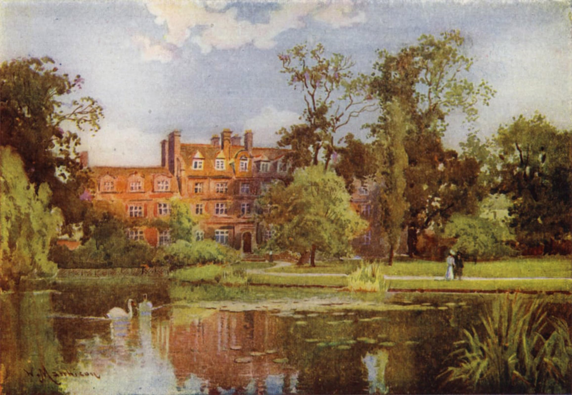 SERENDIPITP Aesthetic Poster Photo Wall Print Retro Picture the Lake and New Buildings Emmanuel College by William Matthison Modern Wall Artwork for Home Decor 60x90cm