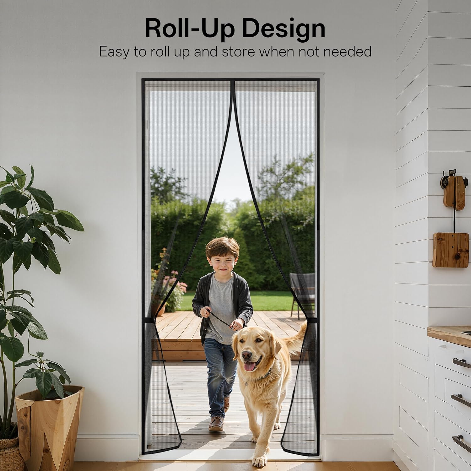 Sunolga 38 x 97 Inch Magnetic Screen Door, Fits Doors Size 36 x 96 Inch, Reinforced Polyester Screen Door Mesh with Full Frame Hook & Loop, Door Screen Magnetic Closure for Hands-Free image 4
