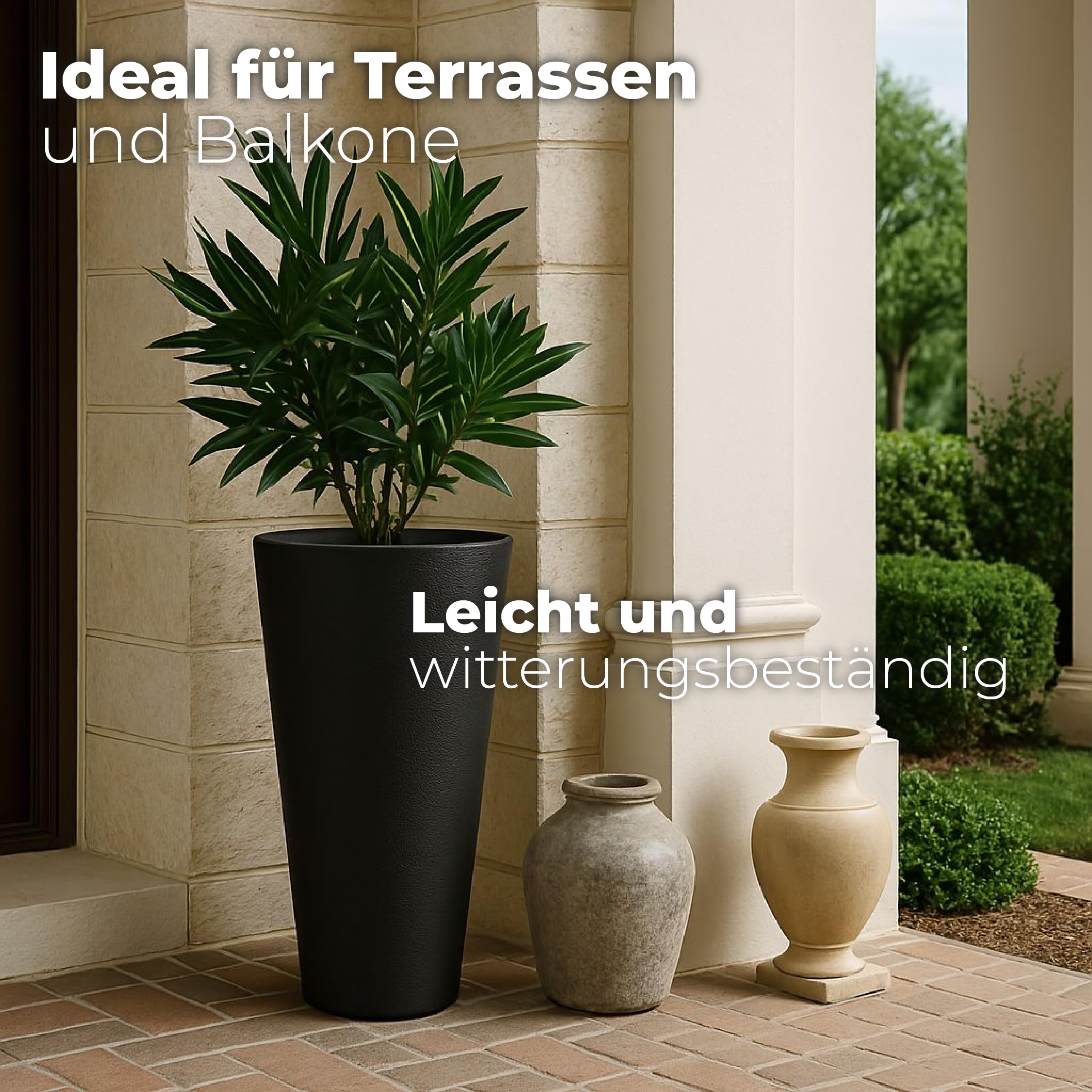 Hohe Blumentpfe fr den Auenbereich. Grosse 30 cm Tpfe fr Zimmerpflanzen  2 Stck Groe Hohe Plastikpflanztpfe bertopf aus kunsstoff fr Blumen Hohe  Tpfe fr Innen (Packung 2 Schwarz einfarbig): Amazon.de: Garten