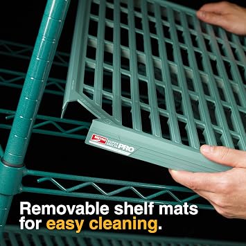 METRO Super Erecta Pro Shelving Unit with Metroseal Green Epoxy, Microban and Removable Plastic Shelf Mats - Wire Shelving for Restaurants, and More - 18 W x 36 L x 74.5 H - NSF Certified