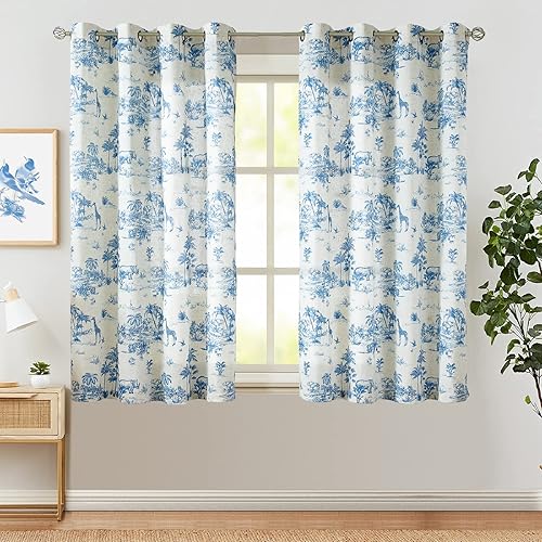 Miniatura 21 de jinchan Cortinas 100% opacas para dormitorio, cortinas de lino de 84 pulgadas de largo, estampado de hojas amarillas tropicales, tratamiento