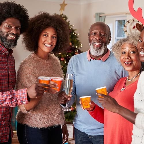 Miniatura 7 de 120 vasos de chupito de plástico con texto en inglés "Merry Christmas" de 2 onzas, vasos de chupito para fiesta de Navidad, vasos desechables a