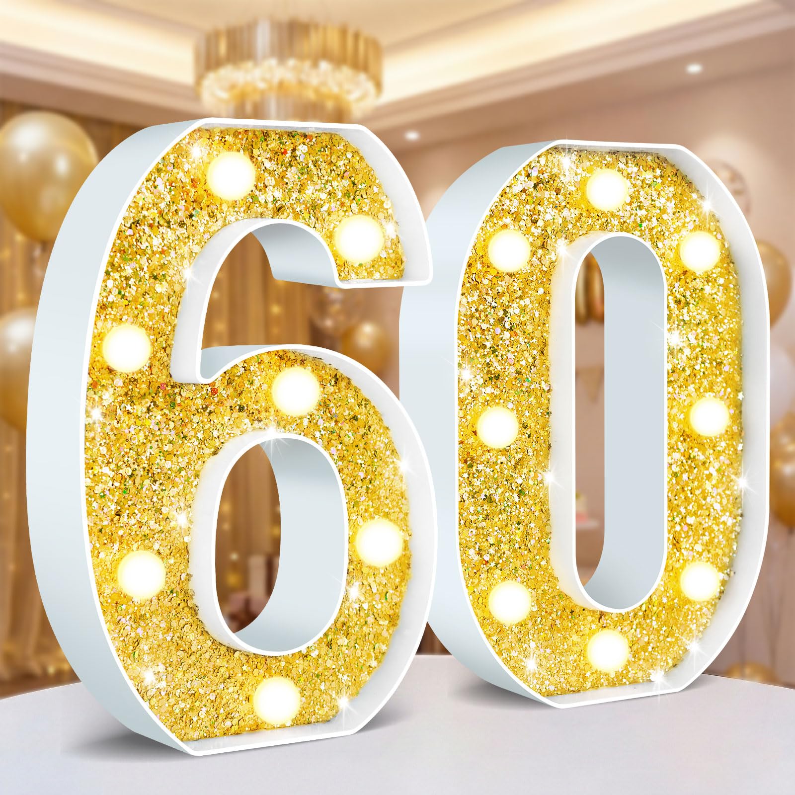 Ledido LED Light Up Marquee Numbers Sign - Cool & Warm Light up Numbers for 40th Birthday Decorations, LED Number Lights for Wedding Anniversary Grad Home Bedroom Table Wall Party Decor, Number 40 — view 58