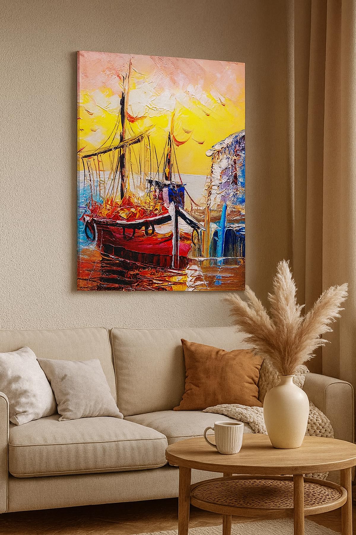 ARTTOR Quadri Moderni su Tela 80x120 cm Verticale Marino Paesaggi - 3435 | Barca Vela Mare Quadro Decorativo Grande Soggiorno Camera da Letto Decorazione da Parete Arte da Parete ARTTOR