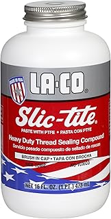 LA-CO 42029 Slic-Tite Premium Thread Sealant Paste with PTFE, -50 to 500 Degree F Temperature, 1 pint Brush-N-Cap Jar