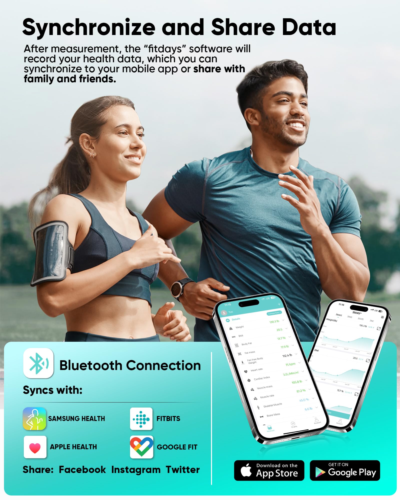 bilancia pesapersone digitale, bilancia impedenziometrica, Fino a 180 kg, bilancia pesapersone professionale, bilancia intelligente di 20 Misurazioni, BMI, Massa Muscolare, Ossea, Proteine,LED Display