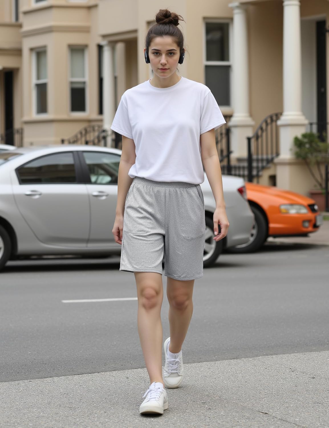 Quenteen Womens Sweat Shorts Casual Summer Loose Athletic Short Lounge Running Elastic Waist Shorts with Pocket - Image 3