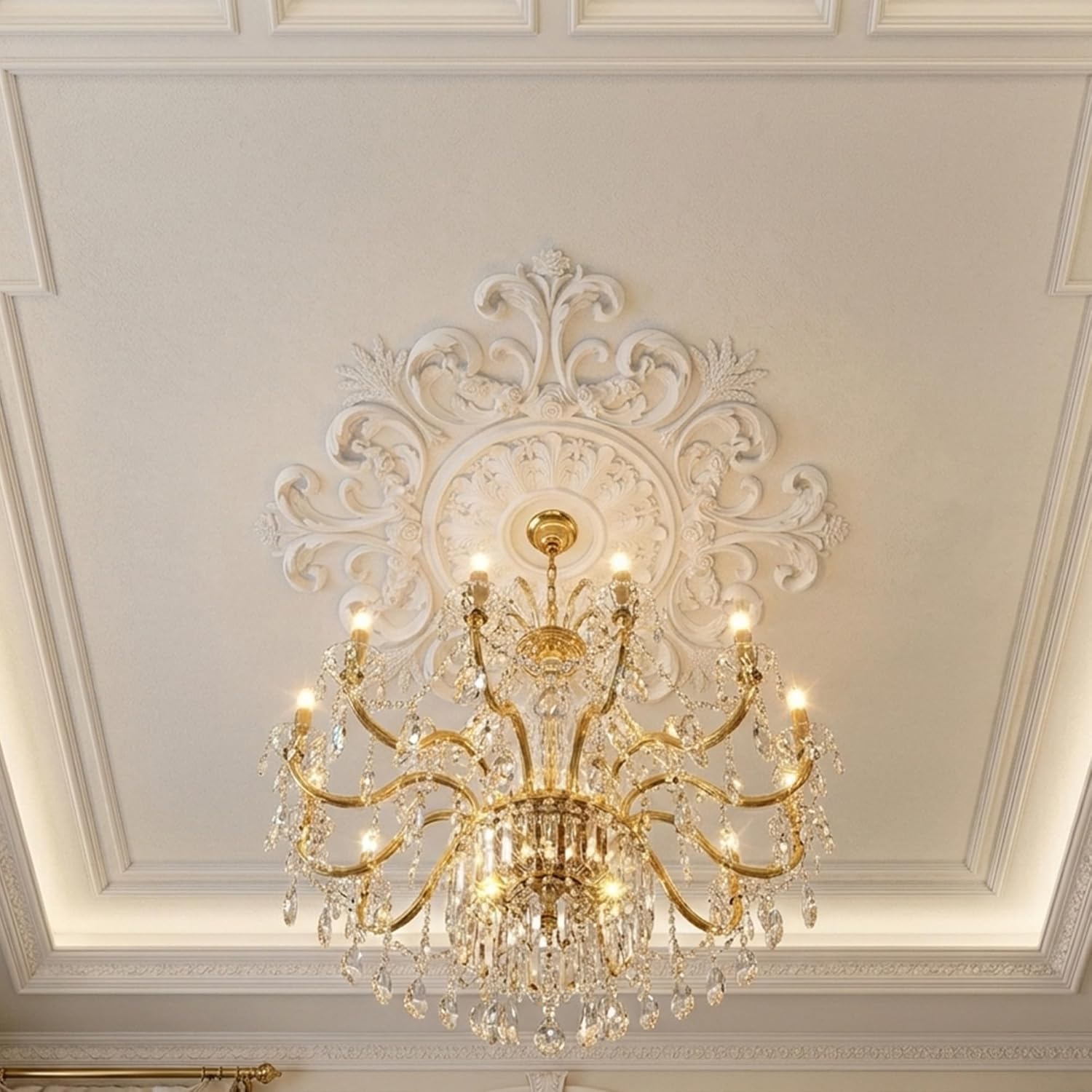 28" Large PU Ceiling Medallion for Light Fixtures, French Style Chandelier Base Decorative Victorian Rosette Light Covers for Chandeliers
