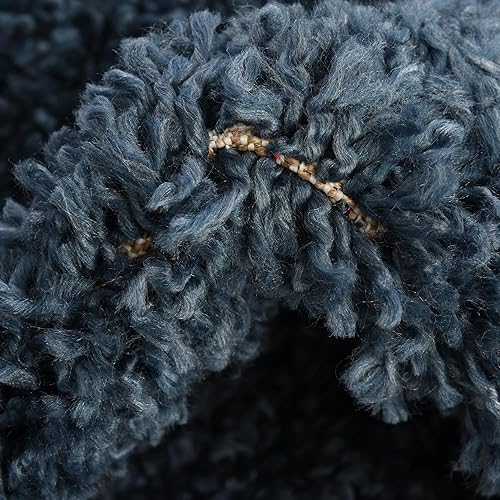 Miniatura 6 de Unique Loom Davos Shag Collection - Alfombra de área, color liso (3 pies 3 pulgadas x 5 pies 3 pulgadas, ovalada, azul marino)