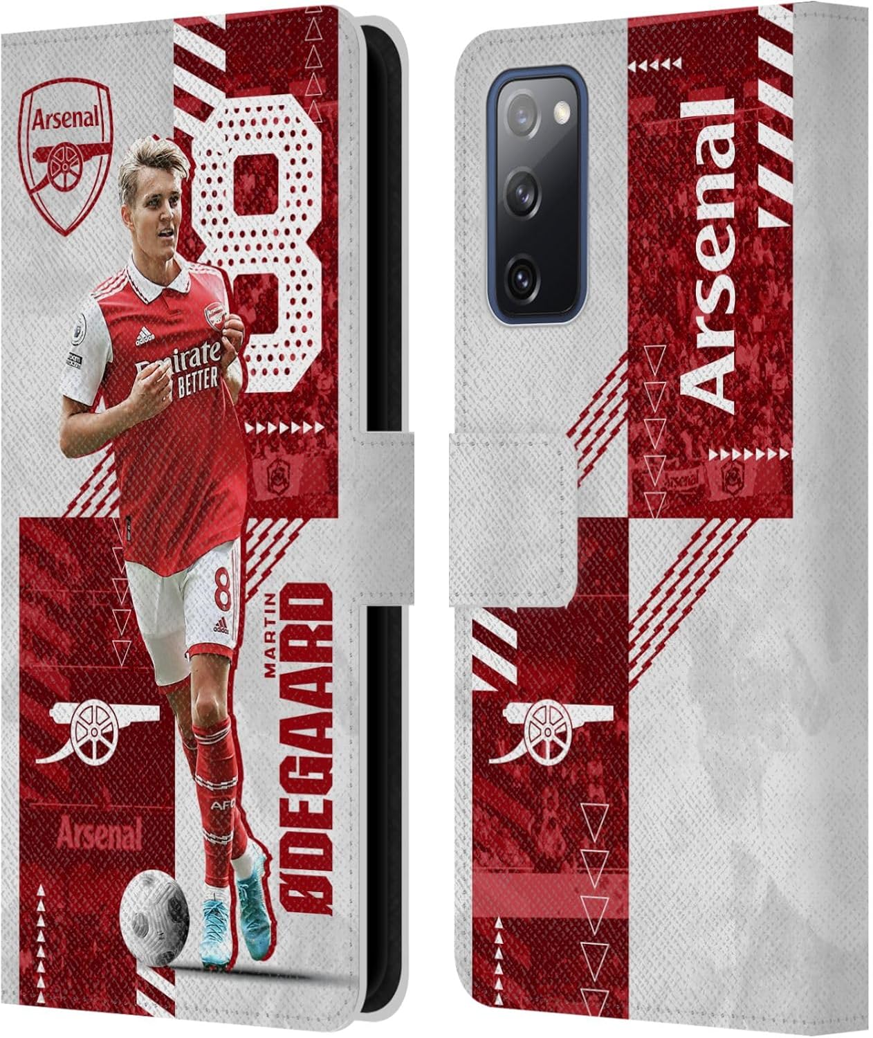 Head Case Designs Officially Licensed Arsenal FC Martin Ødegaard 2022/23 First Team Leather Wallet Case Compatible with Samsung Galaxy S20 FE / 5G