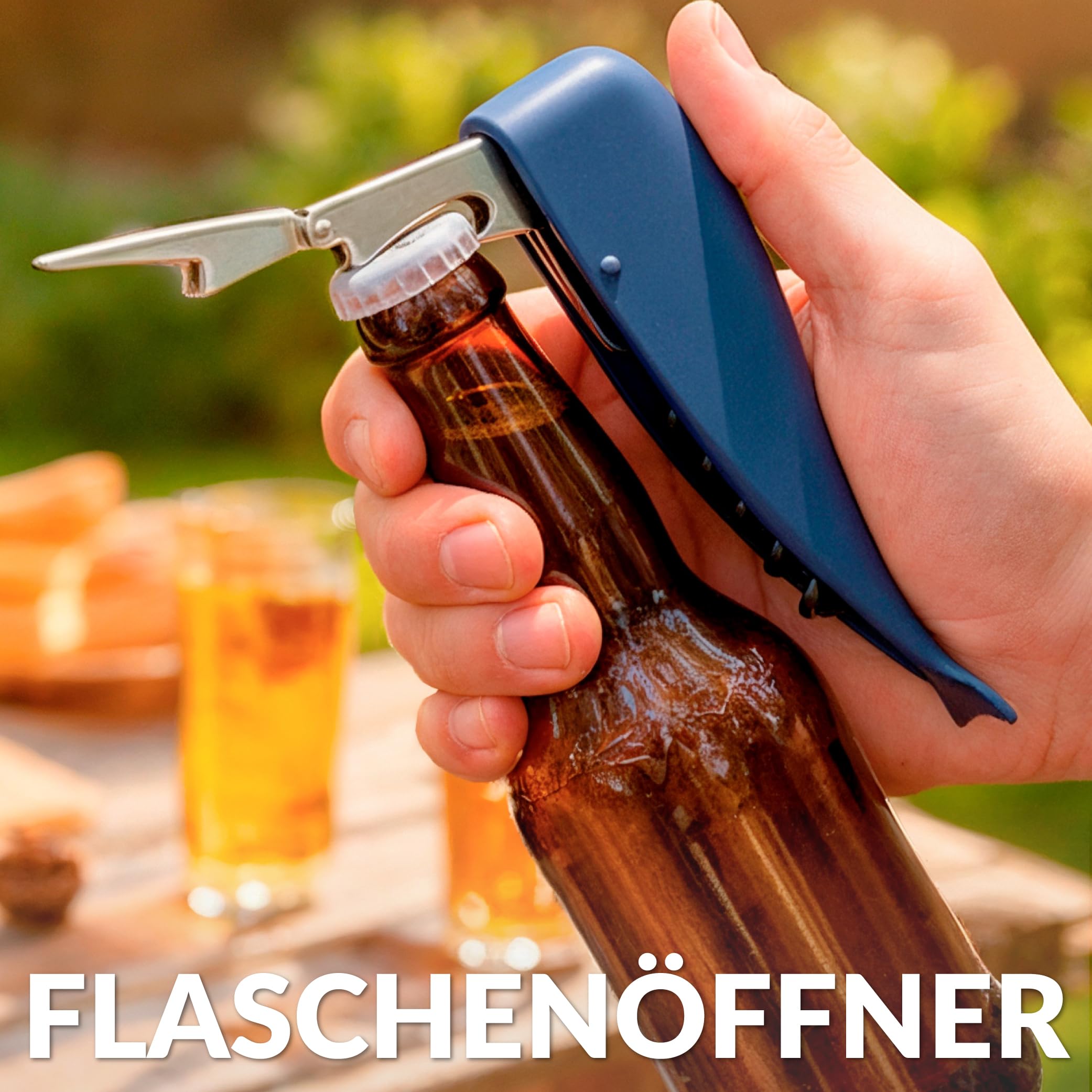 Fisura – Korkenzieher in Wal-Form, Weinöffner aus Edelstahl mit Folienschneider, origineller Flaschenöffner für Wein und Bier, Geschenkidee für Weinliebhaber
