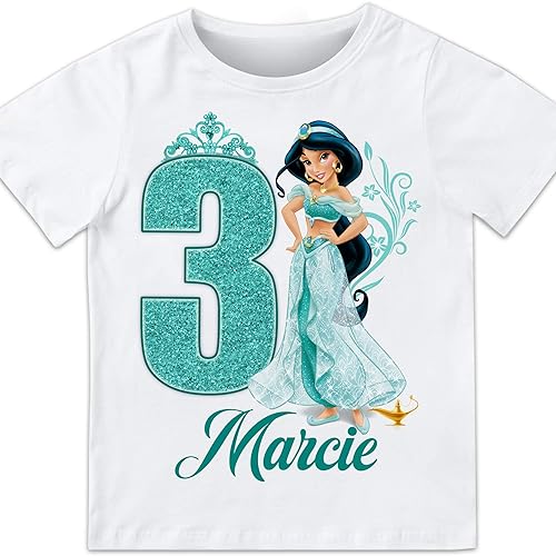 Jasmine Birthday shirt, Jasmine Princess birthday tshirt, Jasmine birthday shirts, Jasmine Princess theme party shirts, Princess matching shirts,