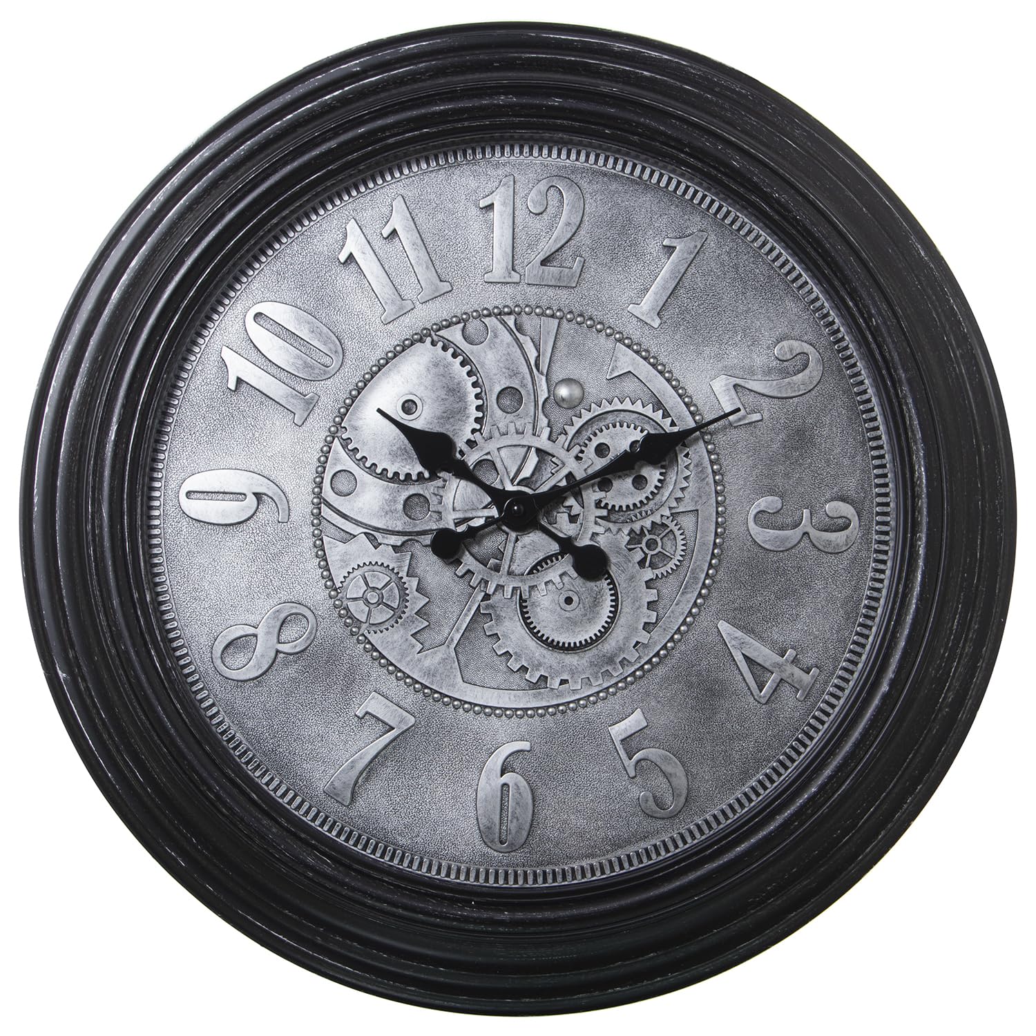 Horloge murale mélaminé 58cm grand cadran lisible noir argent