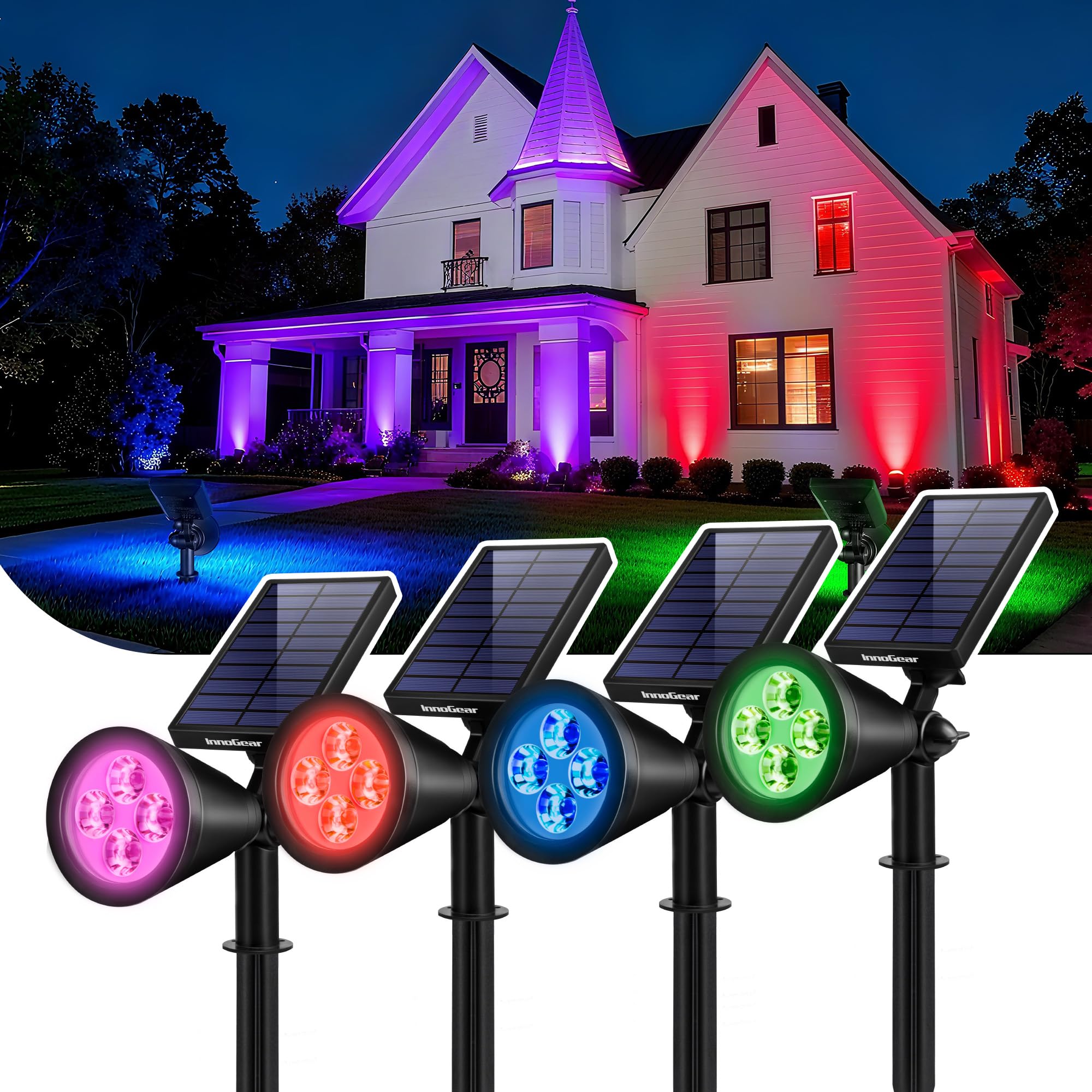 Photo 1 of InnoGear 4 Solar Lights Outdoor for Halloween Christmas Xmas, 4 Colors