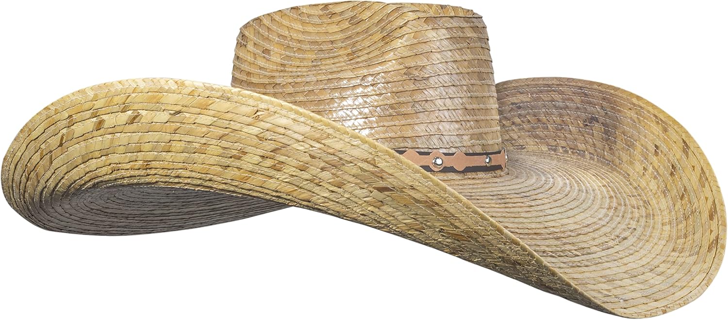Mexart Oversized Cowboy Wide Brim Straw Hat Dark Natural | Sombrero de Palma Grande Obscuro