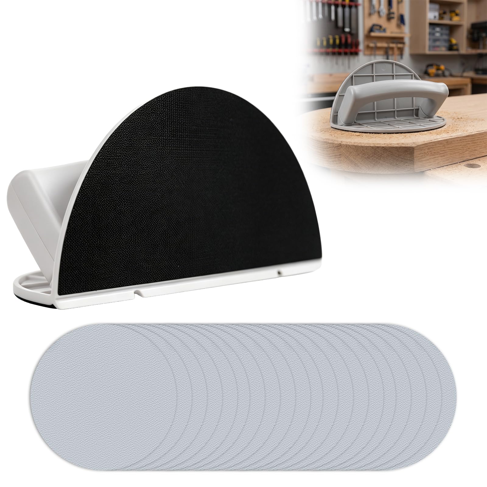 Drywall Sanders, Drywall Corner Sander, Multifunctional Semi-Circular Angle Sanding Sandpaper Tool for Wall and Corners Cleaning Polishing Sanding Discs, with 20 Sheets Grit 240 Sandpapers