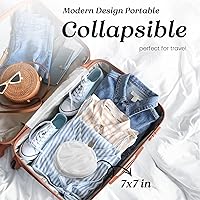 Vista 2 de TECHMILLY Cesta plegable de malla para la ropa sucia con asas resistentes y bolsillo lateral, cestas plegables portátiles para ropa para dormitorio