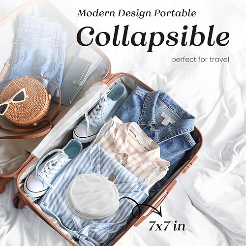 Miniatura 2 de TECHMILLY Cesta plegable de malla para la ropa sucia con asas resistentes y bolsillo lateral, cestas plegables portátiles para ropa para dormitorio,