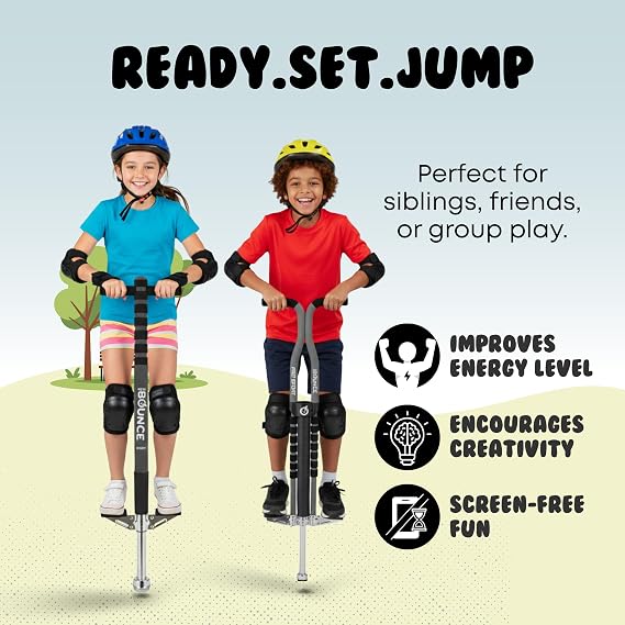 New Bounce Pogo Stick - 2 Pack Combo Set of Soft, Easy Grip Sport Pogo Stick and Pro Sport Pogo