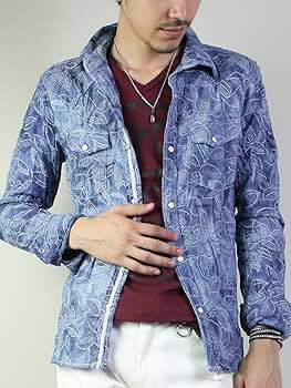 ジュンハシモト　長袖シャツ　シワ加工　ホックボタン　インディゴ　3 ジュンハシモト 長袖シャツ シワ加工 ホックボタン インディゴ 3