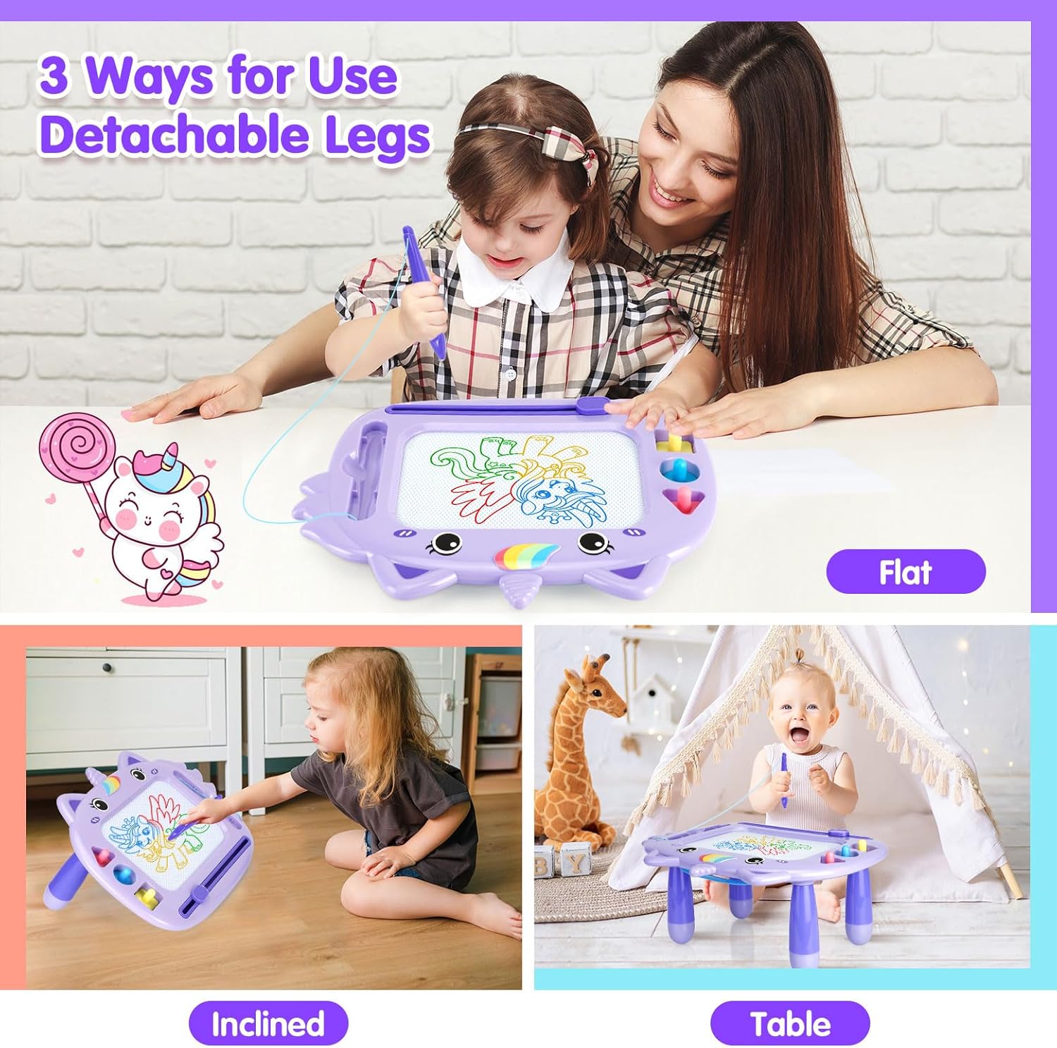 Unicorn Toddler Girl Toddler Toys, Magnetic Drawing Board, Portable Magna Kids Doodle Travel Essentials, Mess-Free Etch Sketch, Educational Toy for 3 4 5 Year Old Baby, Christmas Birthday Gifts - Image 5