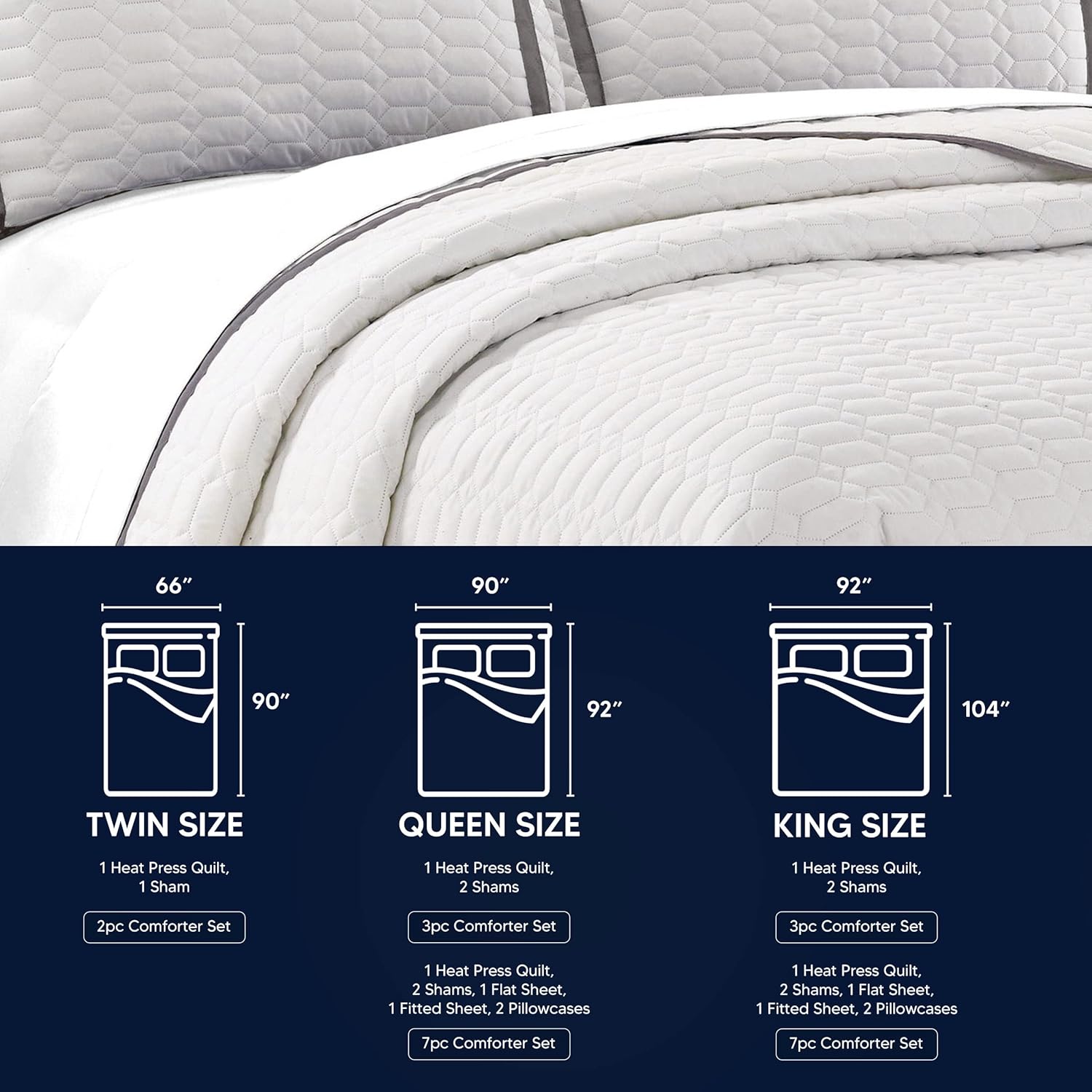 Chic Home Piece Birmingham Hotel Collection 2 Tone Banded Quilt Set, Twin, Blue