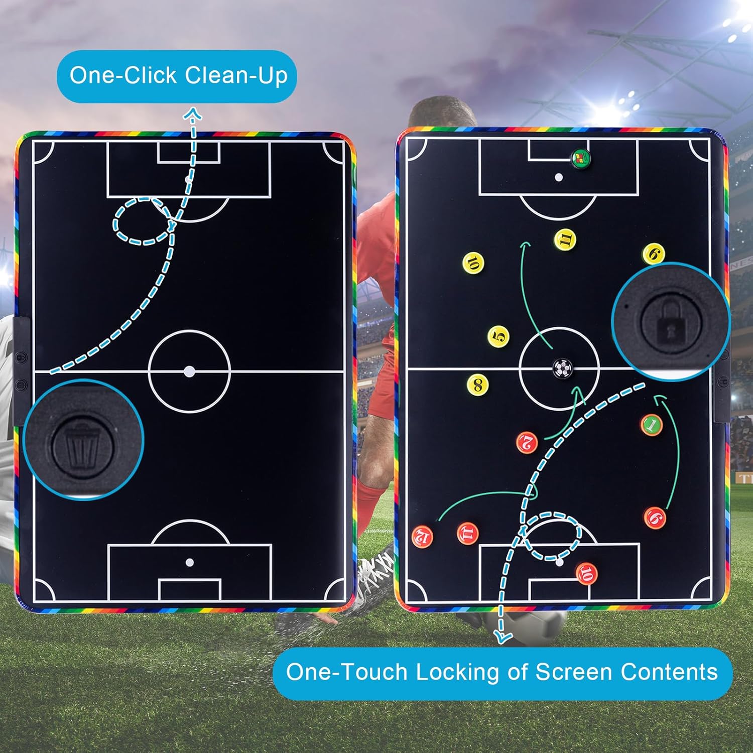 20 inch LCD Soccer Coaching Board,Magnetic Electronic Soccer Coaching Board,LCD Soccer Strategy Board with Stylus Pen,Soccer Board Tactic Board, Training Equipment