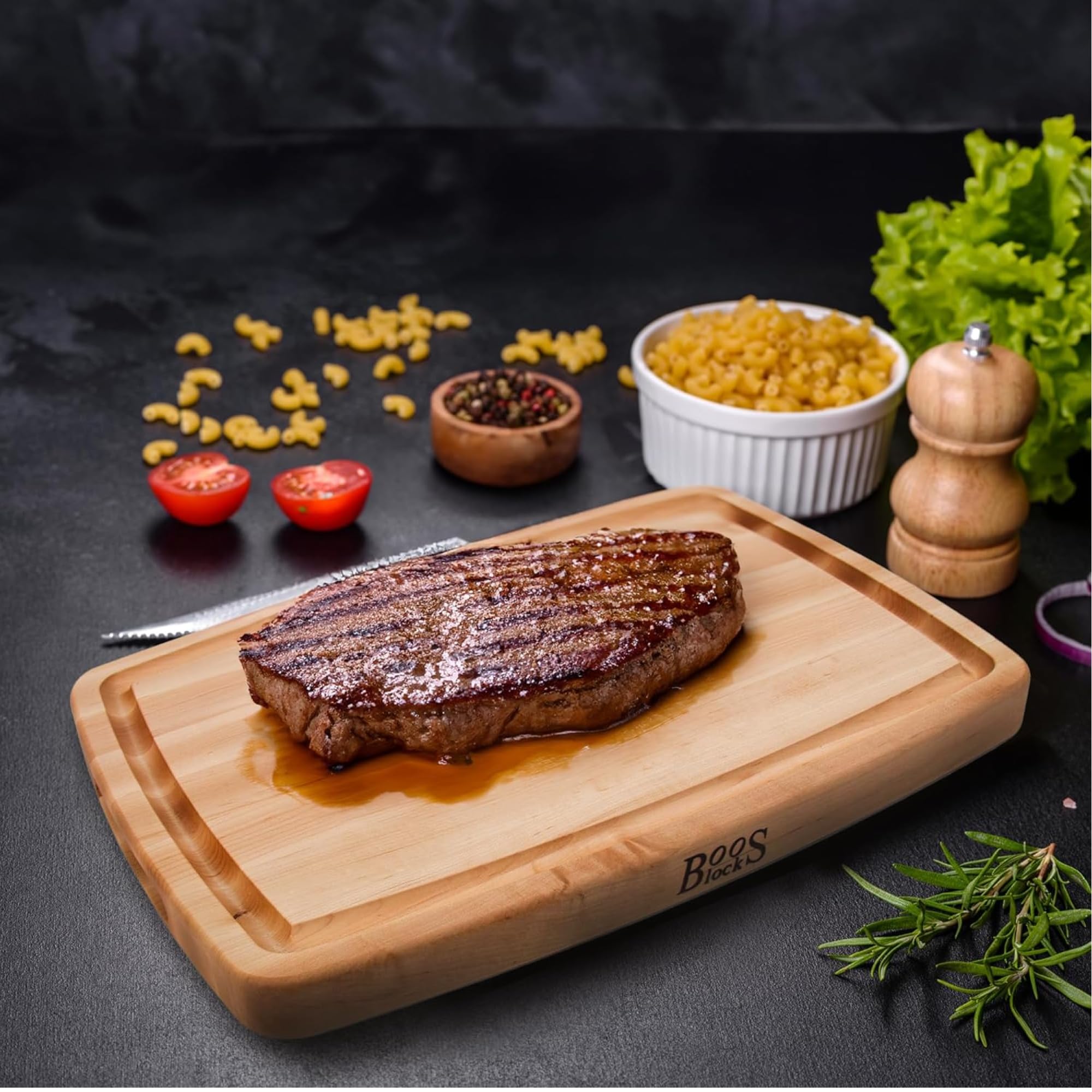 Boos Block Tagliere Con Scanalatura Del Succo - 45,7 x 27,9 x 3,8 cm | Tagliere In Legno Di Acero Duro Nordamericano - Tagliere Da Cucina Professionale - Antibatterico - Tagliere xxl