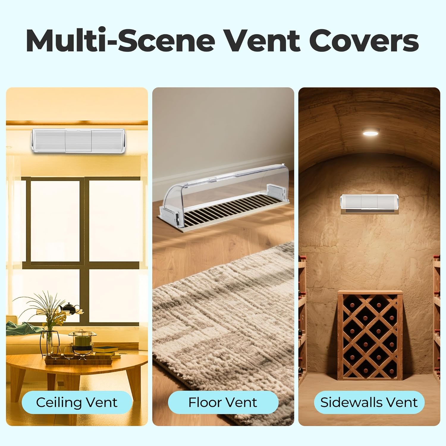 Heating & Air Vent Deflector for Vents, Sidewall, Ceiling and Floor Registers, Magnetic Vent Covers Adjust Between 9"-15", 4 Pack