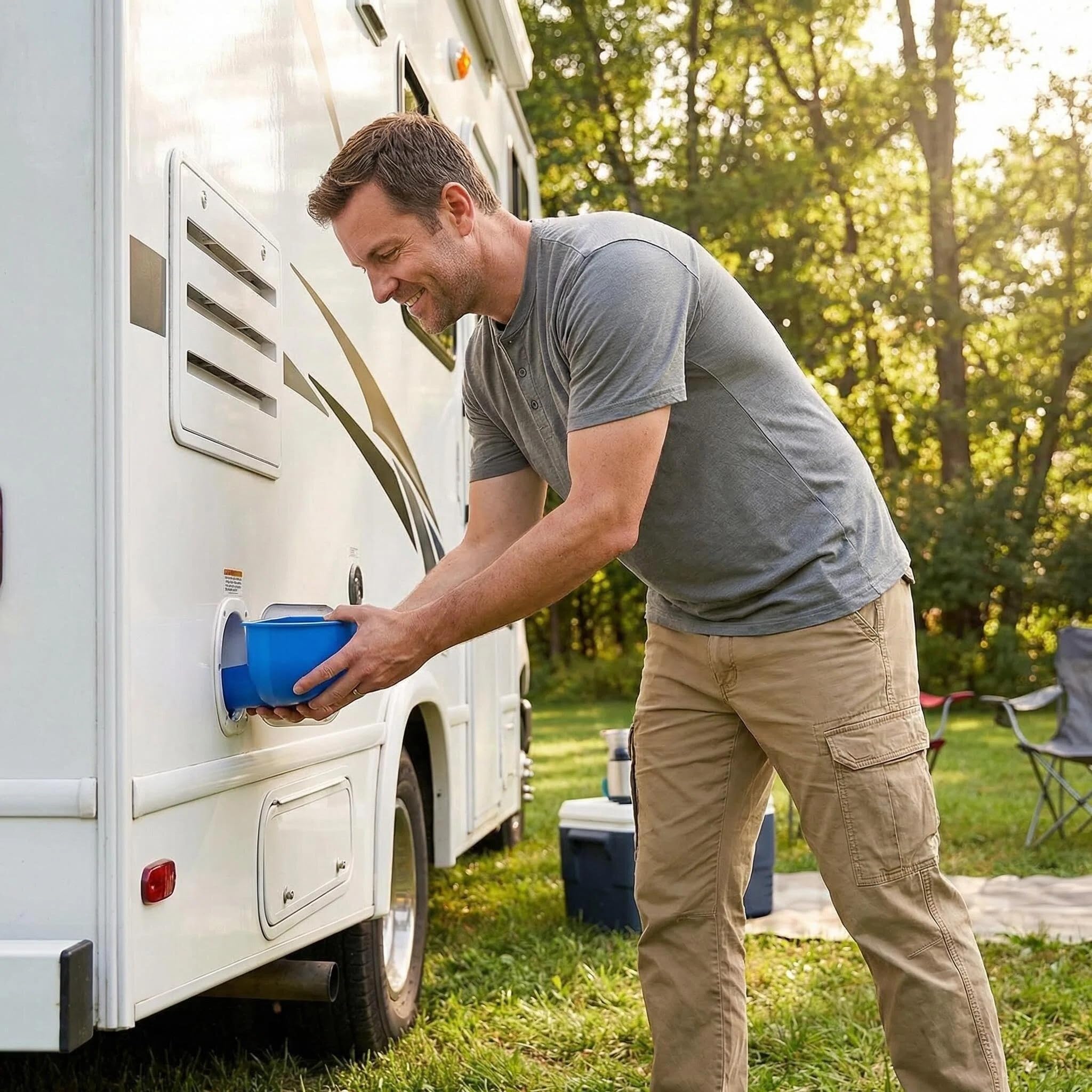 Entonnoir pour remplissage d'eau de camping-car, entonnoir anti-déversement à large goulot imprimé 3D pour réservoir d'eau de camping-car, entonnoir de remplissage de réservoir d'eau douce pour