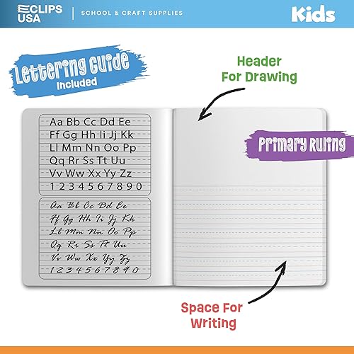 Miniatura 5 de Cuadernos de composición, cuaderno de composición de diario primario, ABC y estampado animal, 100 hojas, 200 páginas, 9.75 x 7.5 (paquete de 2,