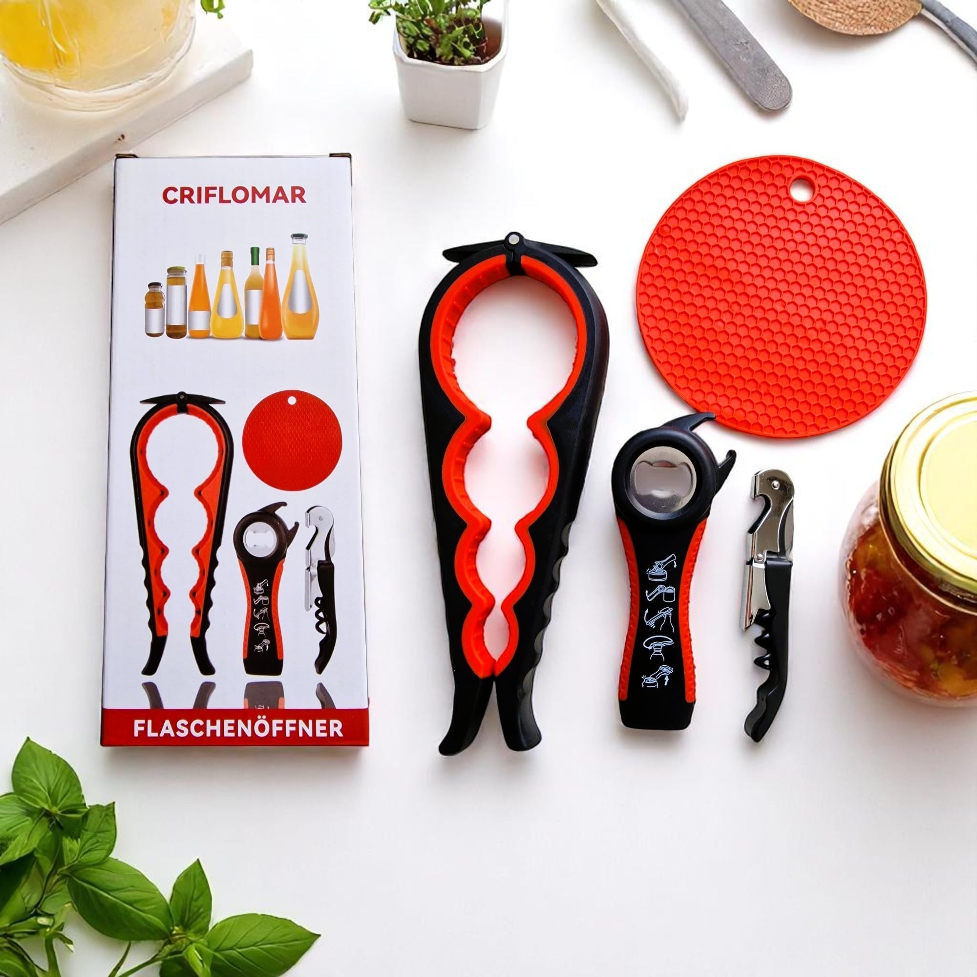 4-in-1 Glasöffner Set - Rutschfester Helfer Für Senioren & Menschen Mit Handproblemen