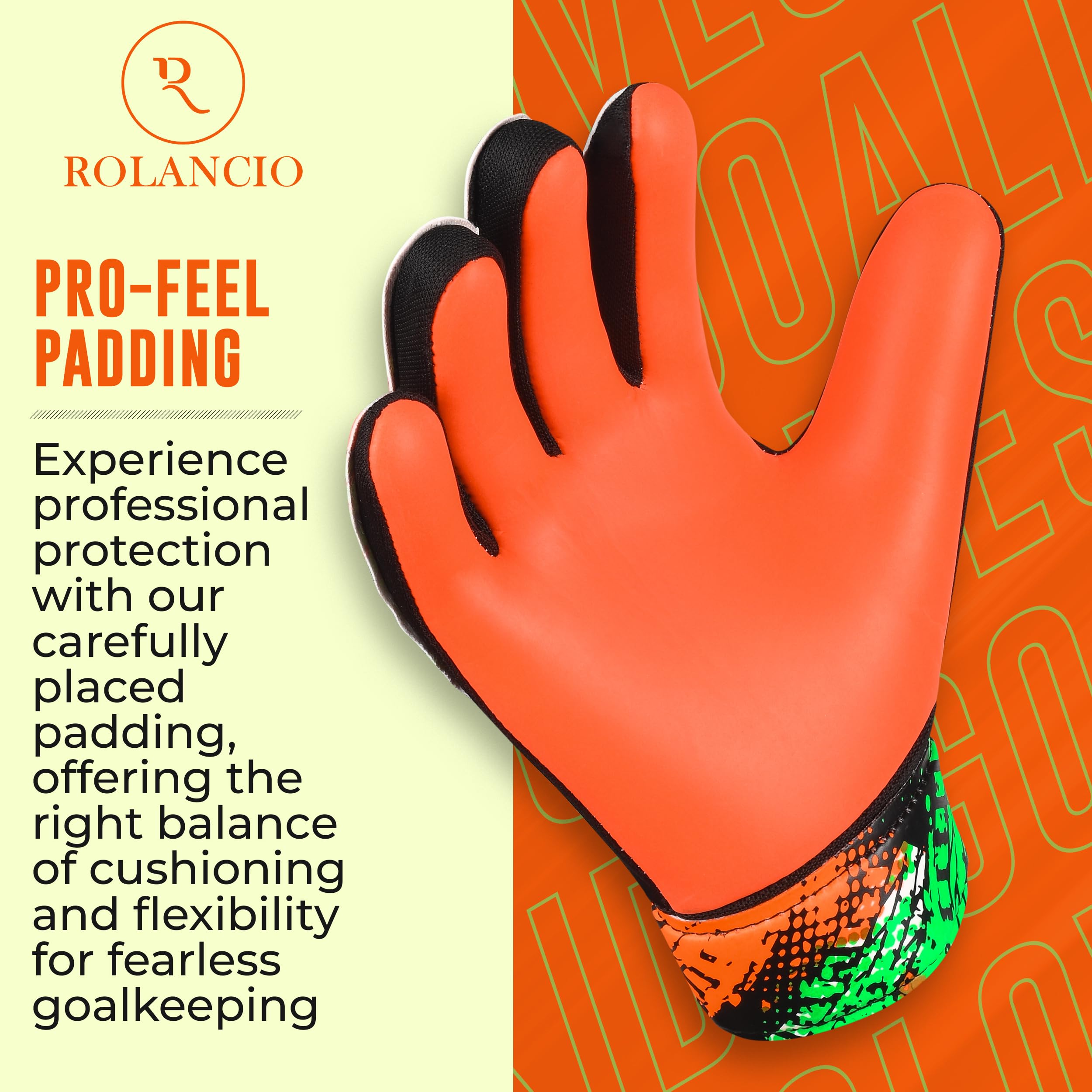 ROLANCIO Goalkeeper Gloves, Orange, 05 - Image 3