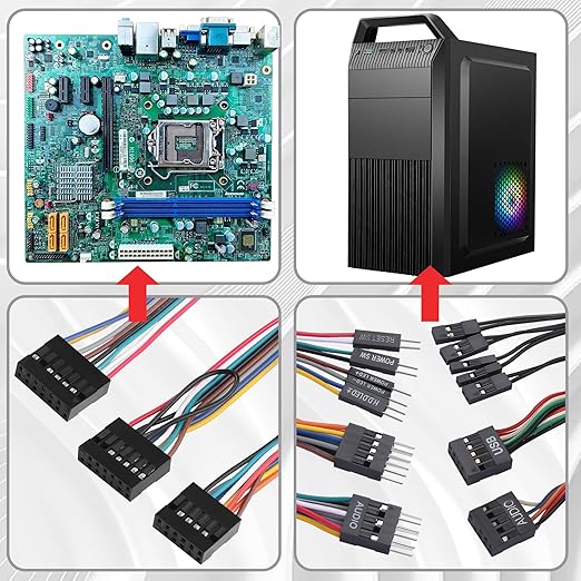 Kit Adaptador Panel Frontal Motherboard Comercial a ATX Estándar miniatura 7
