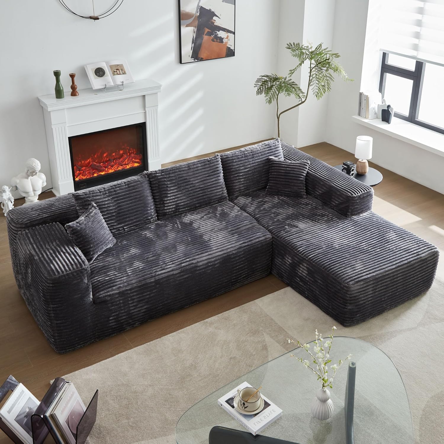 104" LShaped Modular Sectional Sofa Couch - Comfy Upholstered Cloud Couches for Living Room - Modern Minimalist Couch,Deep Seat,No Assembly Required (