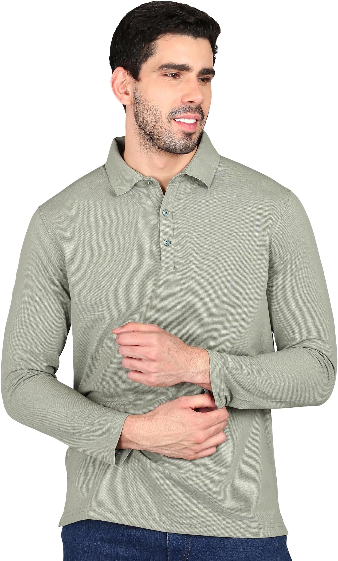 Men's Cotton Regular Fit Solid Full Sleeves Polo T-Shirt