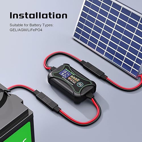 Miniatura 6 de Controlador de carga solar MPPT de 10 A y conector SAE a solar, regulador solar inteligente de 10 amperios y 12 voltios con cable solar