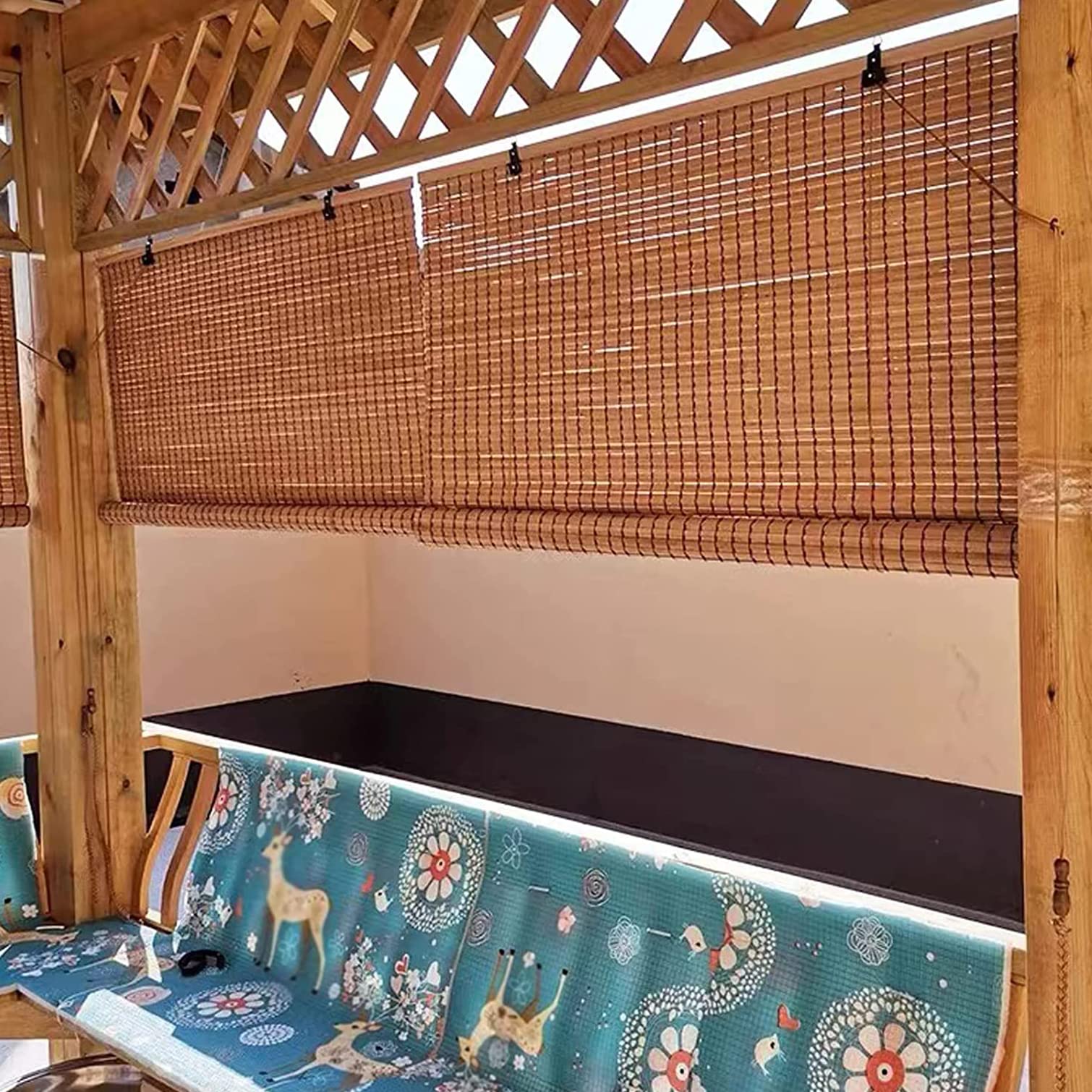 Stores enrouleurs en Bambou Pare-Soleil, Stores extérieurs en Bambou, Stores enrouleurs Romains en Bois Naturel filtrant la lumière, Rideau Enroulable, Stores Romains, pour intérieur et exté