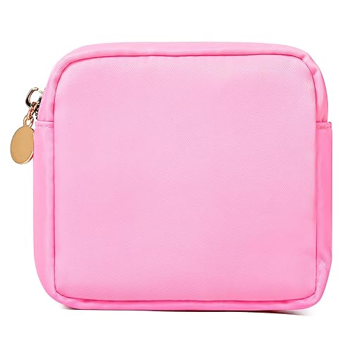 SOIDRAM Pequeña bolsa de maquillaje bolsa de viaje, bolsa de aseo rosa claro, organizador de maquillaje, bolsa de nailon, bolsa de preparación