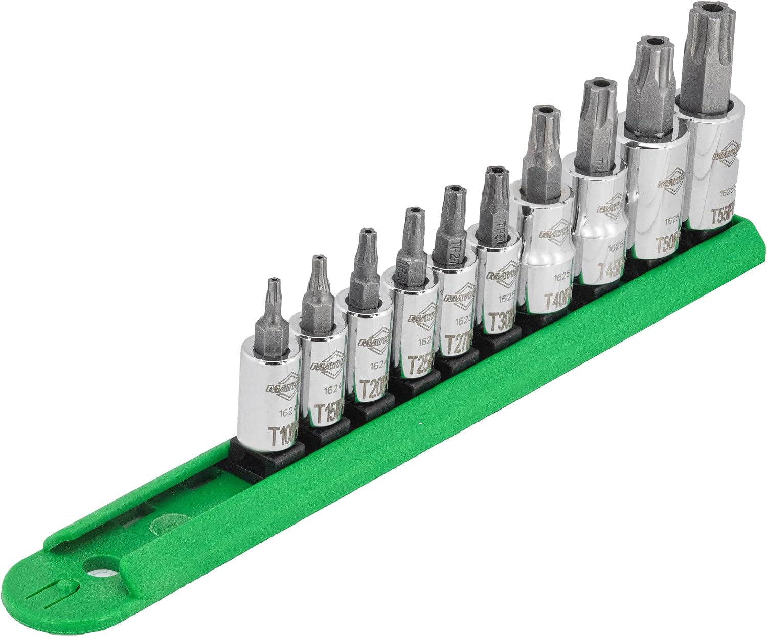 Mayhew Tools 16016 Tamper-Proof Torx Plus Socket Bit Set, Chrome Plated, 10-Piece
