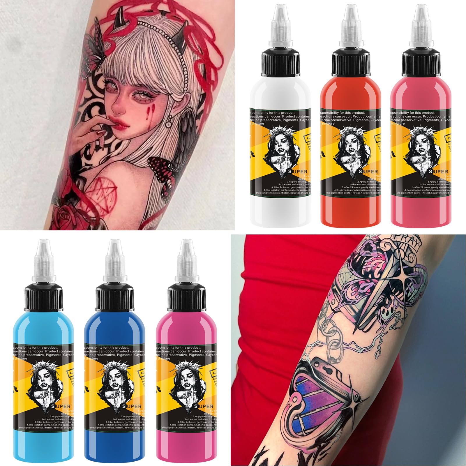 Amazon.com: 15 Piece Set Tattoo Ink 14 Colors Set 1 oz 30ml/Bottle