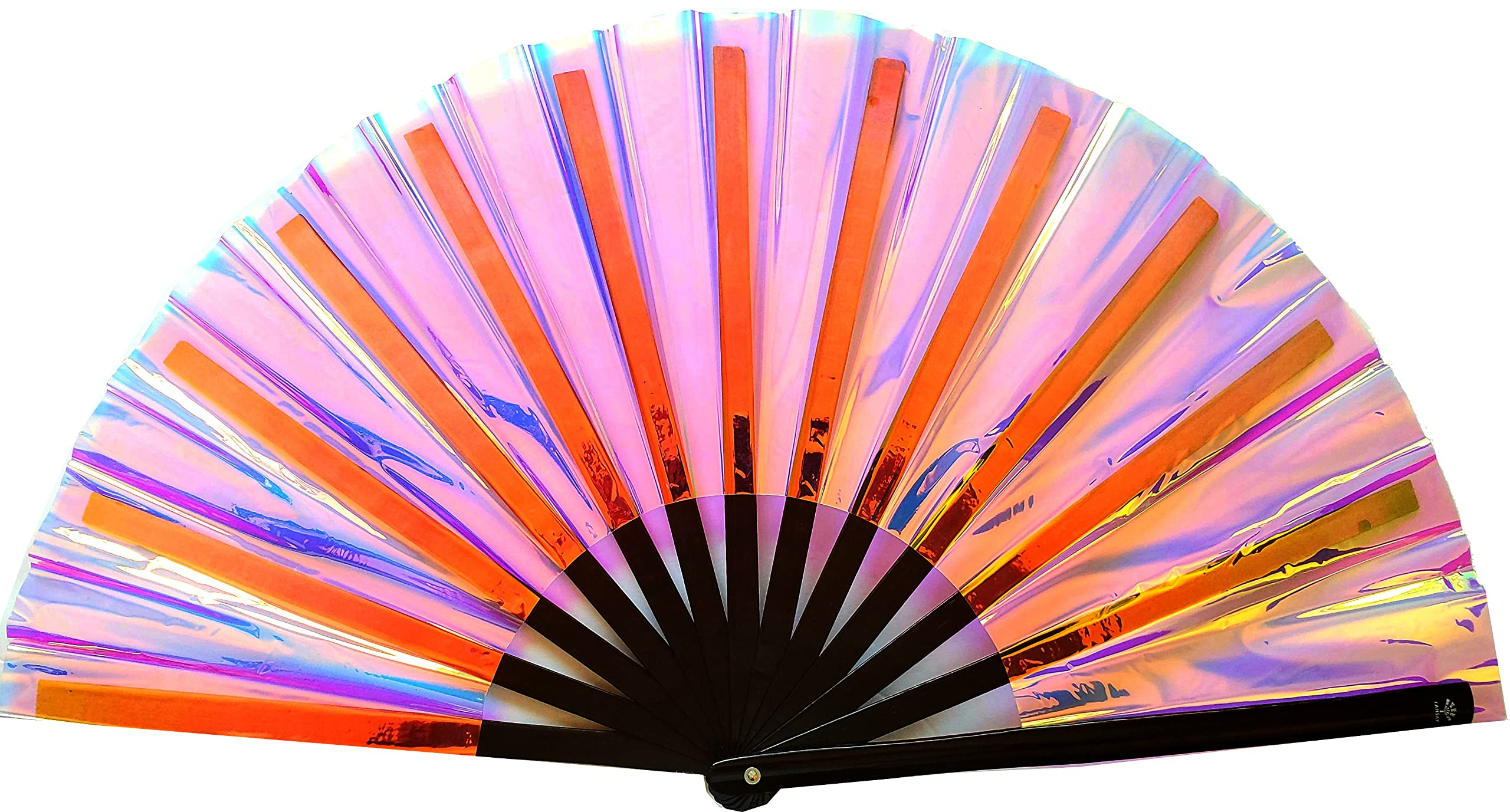 Rave Fans Bulk Fansay Fans - Large Iridescent Folding Hand Fan For Women  Holographic Fans, image size:2560x1377