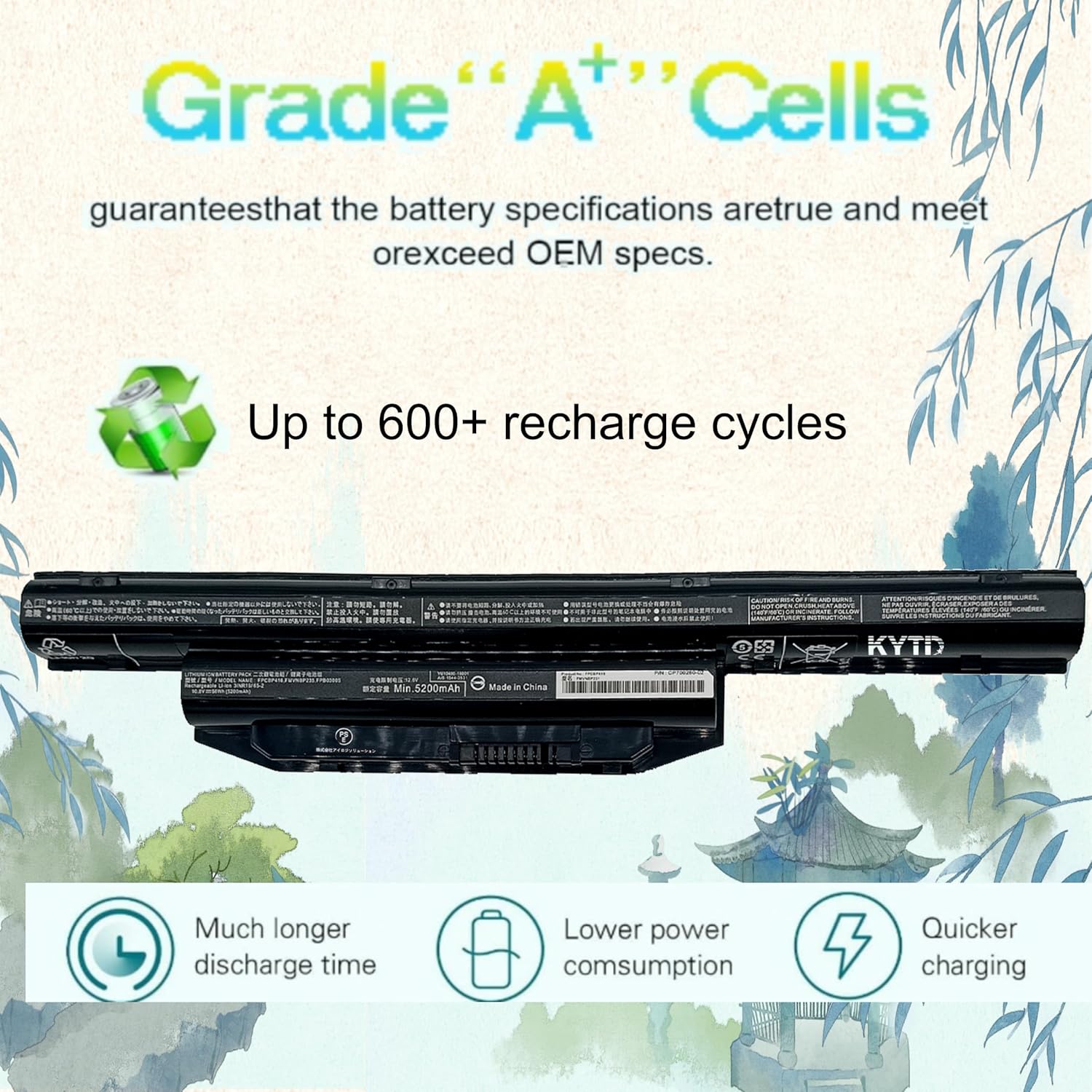 FPCBP416 Laptop Battery compatiable with for Fujitsu LifeBook A544 AH564 E733 A573 A574 A576 A578 Compatible Part Number FPCBP416, FPCBP405, FPCBP426, FPCBP404（54Wh-10.8V