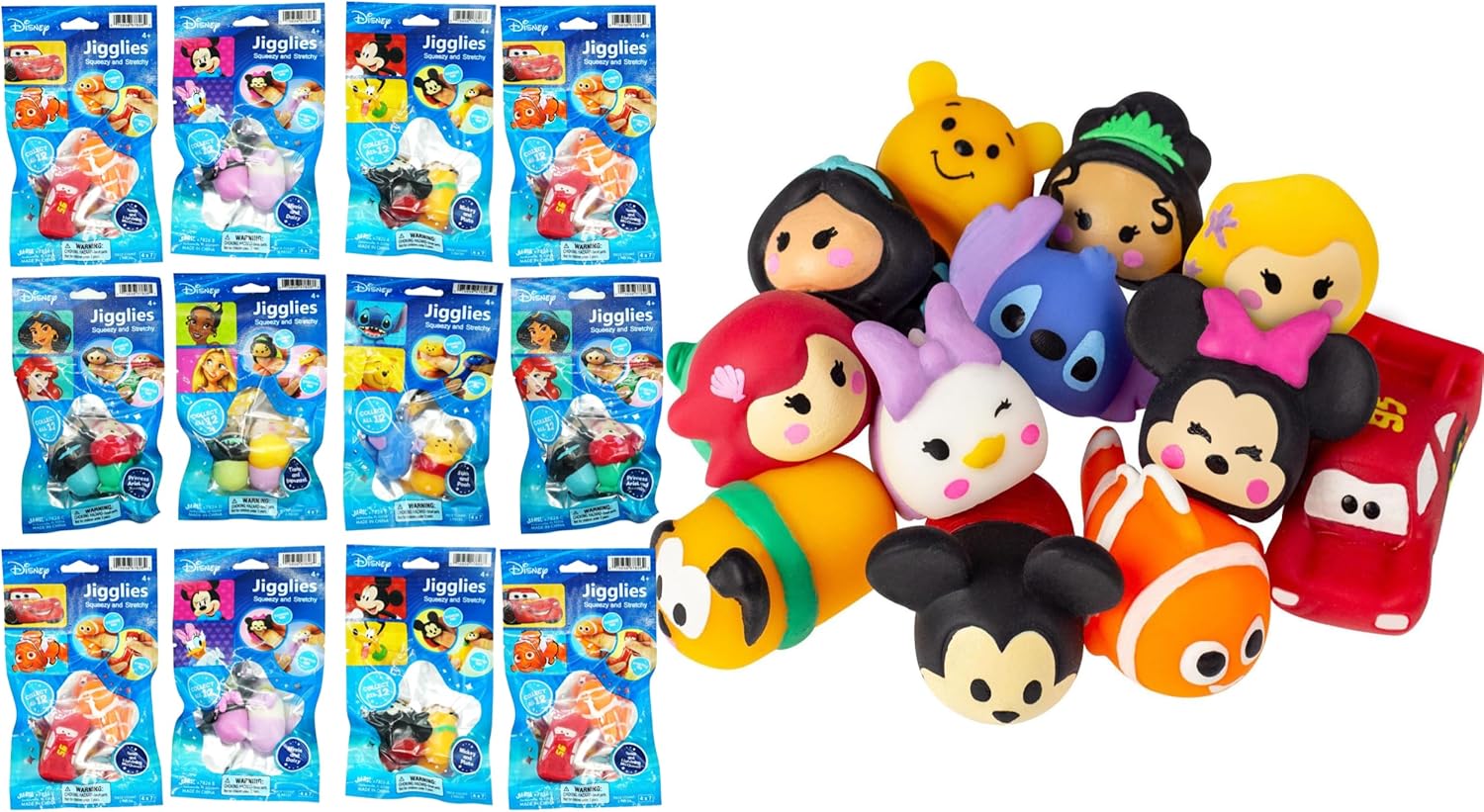 JA-RU Mochi Squishys Toys Mini Squishies Disney Squishies (12 Pack of 2 Assorted) Party Favors for Kids Adults Stress Relief Toy Treasure Box Prize, Classroom Prizes Easter Egg Fillers. 7826-12