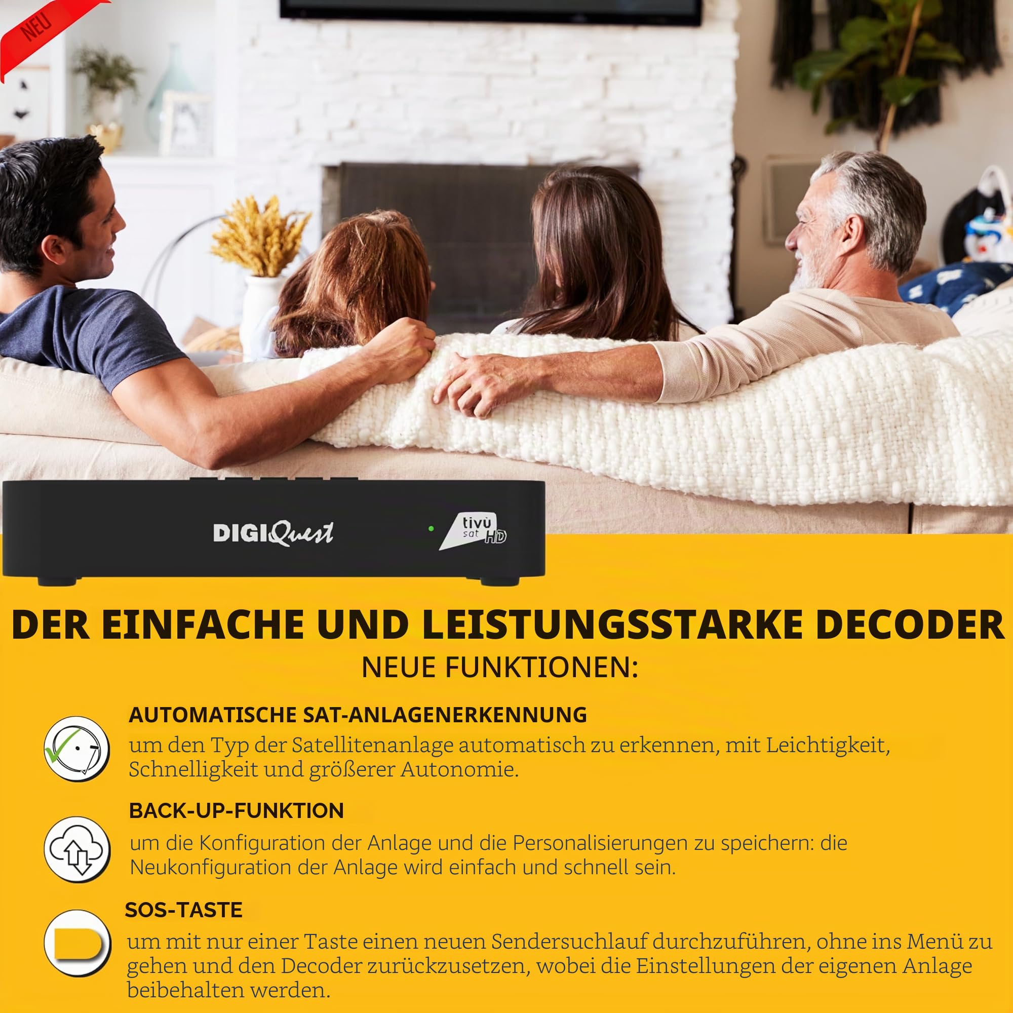 Digiquest Tivusat Classic Q30, DVB-S2 mit HD-Videorekorderfunktion | HDR10/HLG | Merlin
