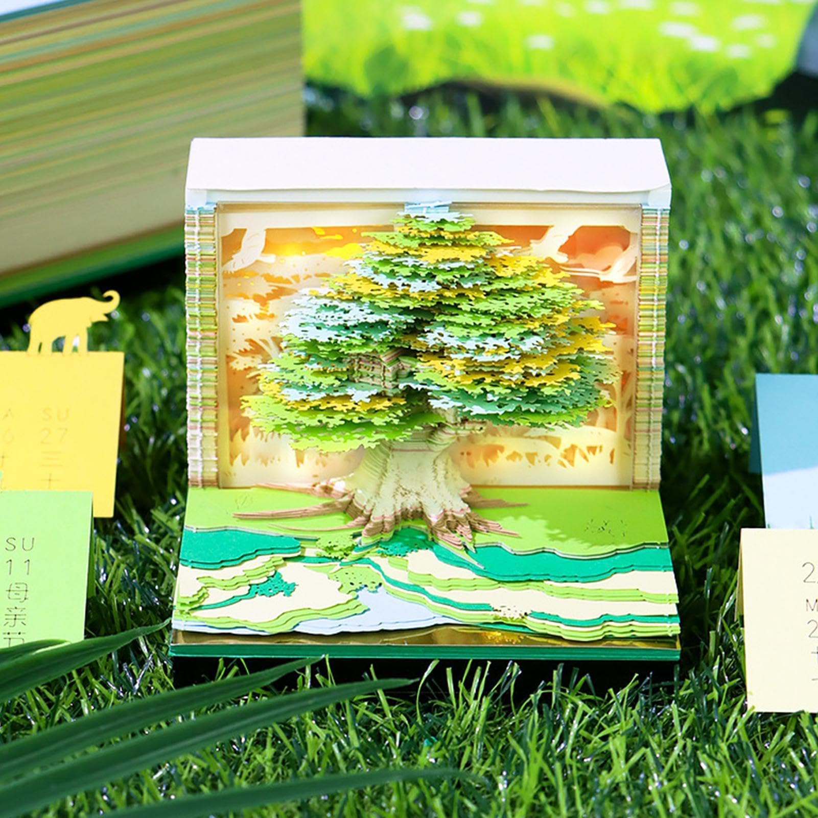 Calendario 3D a strappo 2027 Decorazione Da Tavolo A Forma Di Albero | Calendario da scrivania con fogli staccabili Per Freelance Studenti Insegnanti Compleanno Vacanze Ufficio Casa Comod