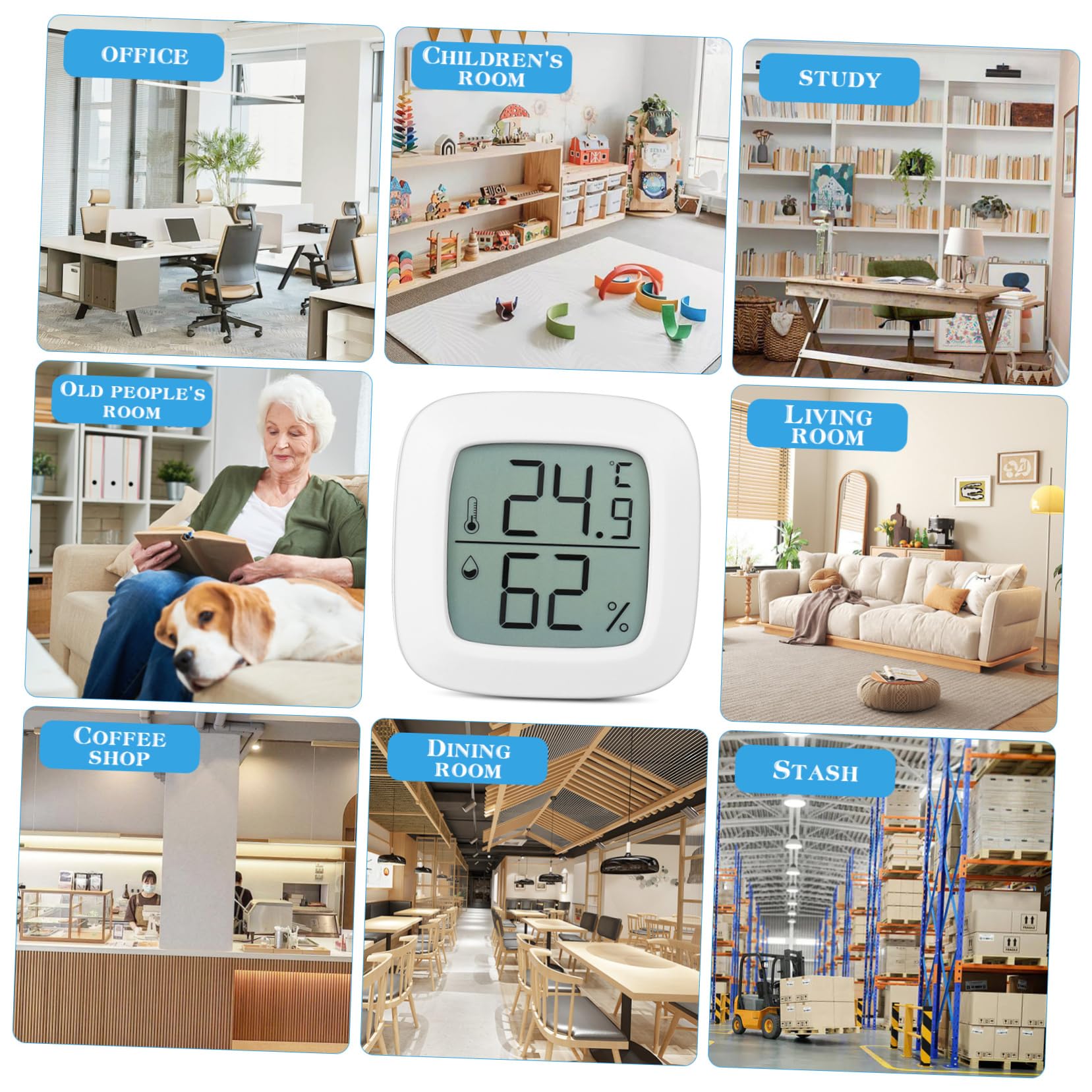 Abaodam 2 Ensembles Thermomètre Hygromètre Salle Petit Hygrometre Interieur Decoration Voiture Moniteurs D'humidité Température Numérique Et Compteur D'humidité Abdos Blanche 3 Pièces * 2