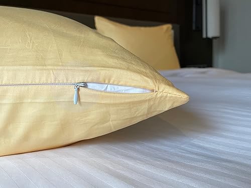 Miniatura 6 de iMaylex Fundas de almohada suaves 100% algodón egipcio con cierre de cremallera, acogedoras y ligeras, juego de 2, albaricoque, Queen, 20 x 30