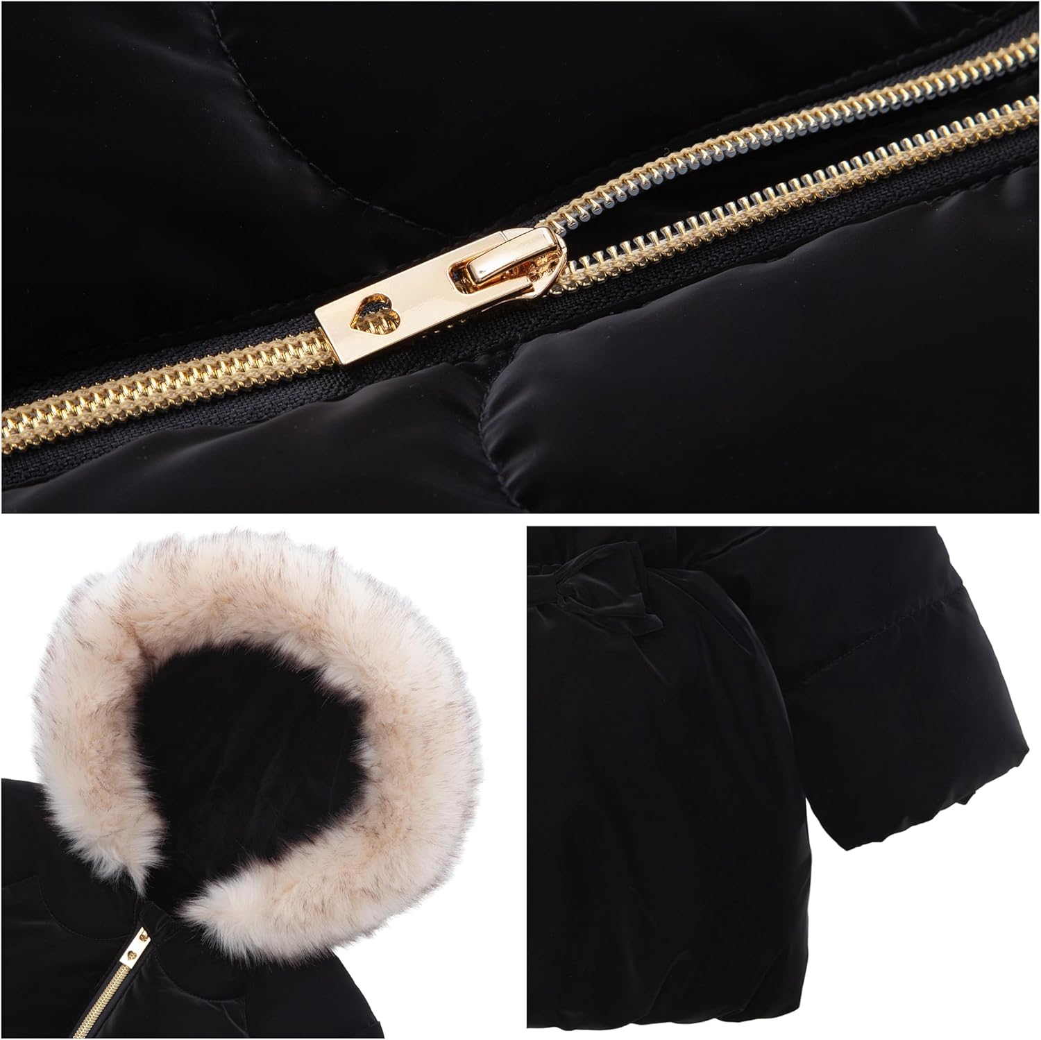 Rokka&Rolla Toddler Girls’ Fleece-Lined Luxe Bow Puffer Winter Coat - Image 6